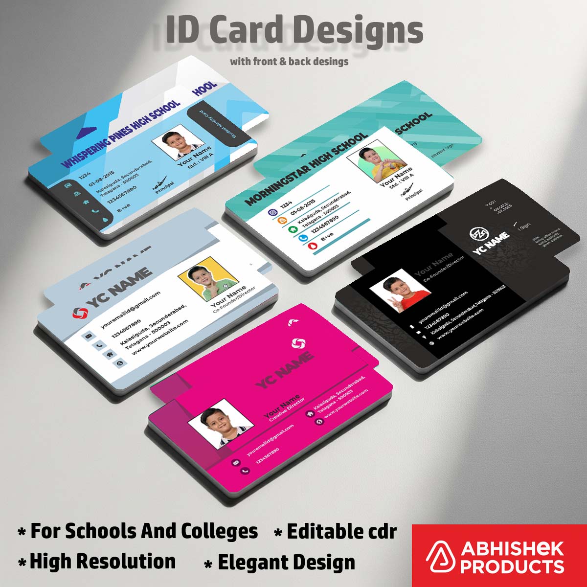 Company credential mockup CorelDraw 11 ID Card Design Templates for executive ID card printing.