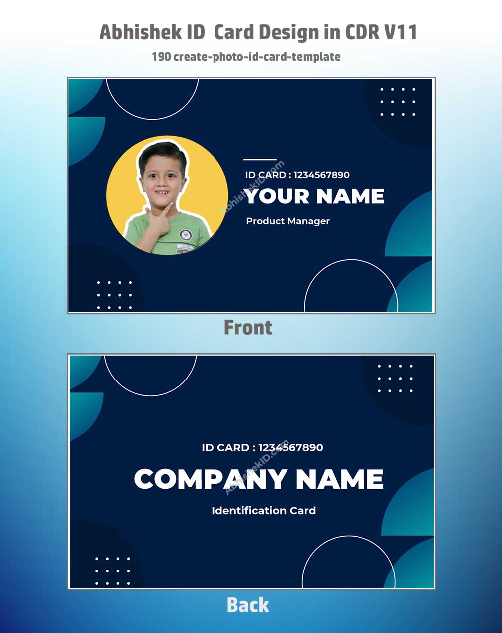 Close-up design sample of CorelDraw 11 ID Card Templates for business badge manufacturing tasks.