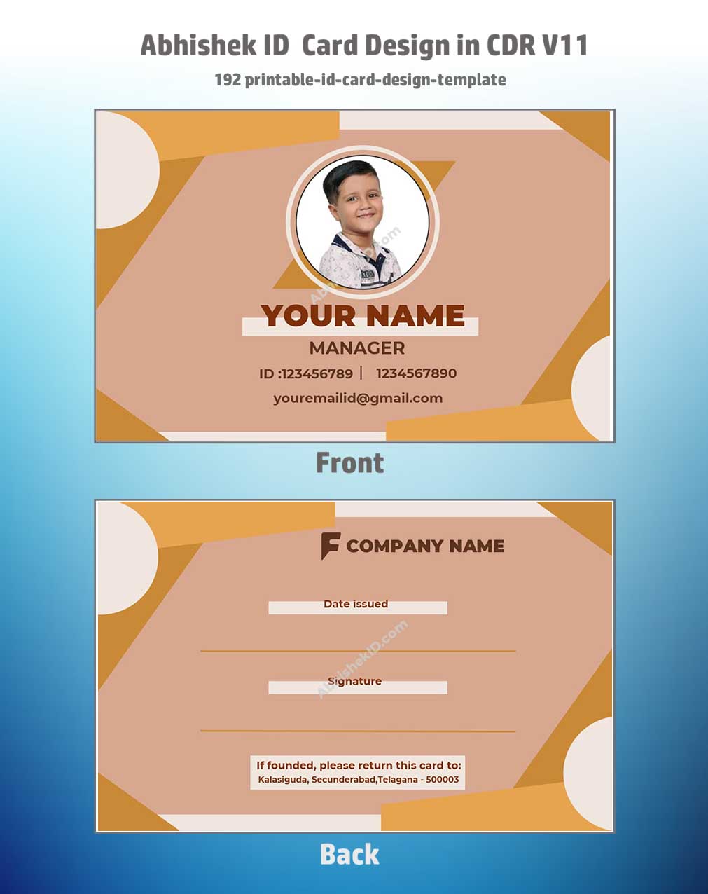 CorelDraw 11 Company ID Card Templates for printable corporate employee identification badge manufacturing.