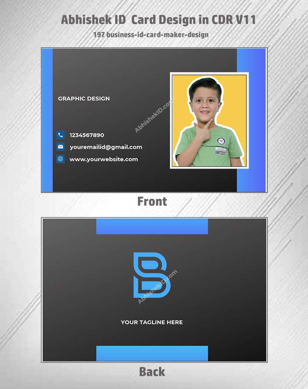 Flat digital layout of CorelDraw 11 ID Card Templates for creating bulk office access passes.