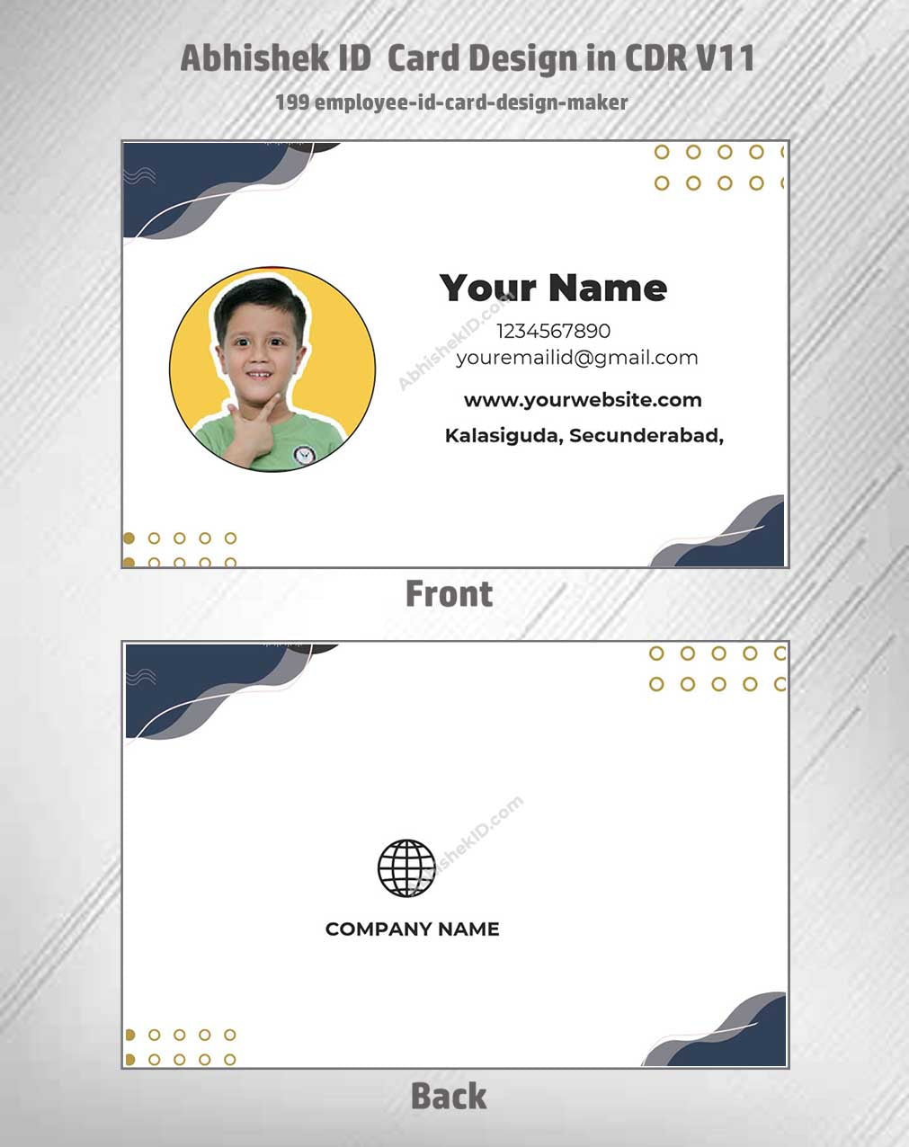 Digital preview of CorelDraw 11 ID Card Templates for employee badges in commercial ID printing.