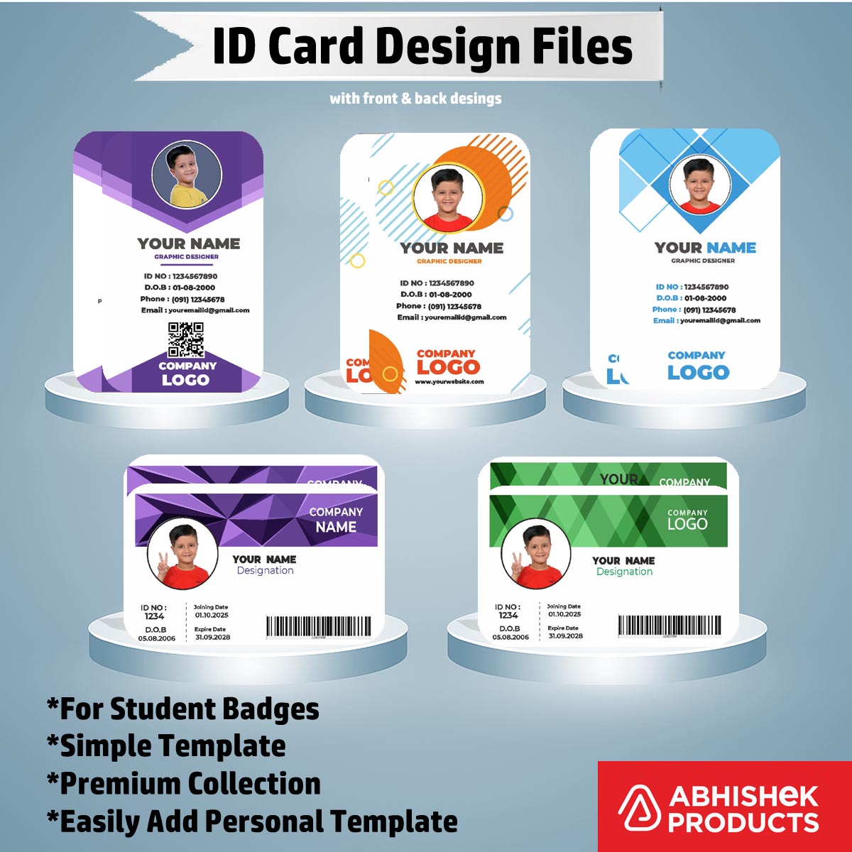 Custom identity grid of CorelDraw ID Card Templates for internal business office use.