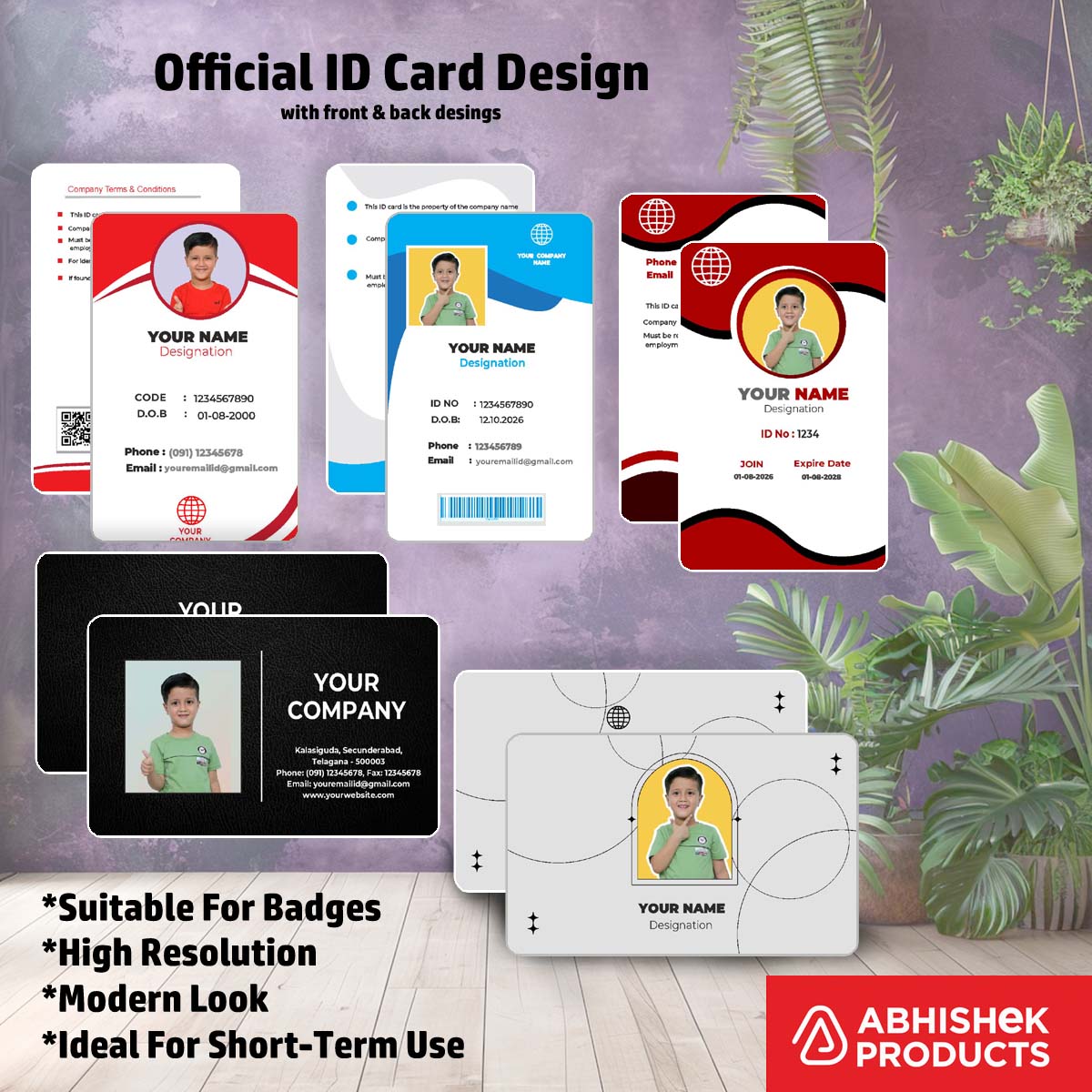 Digital template preview of CorelDraw 11 ID Card Templates for remote business identity printing.