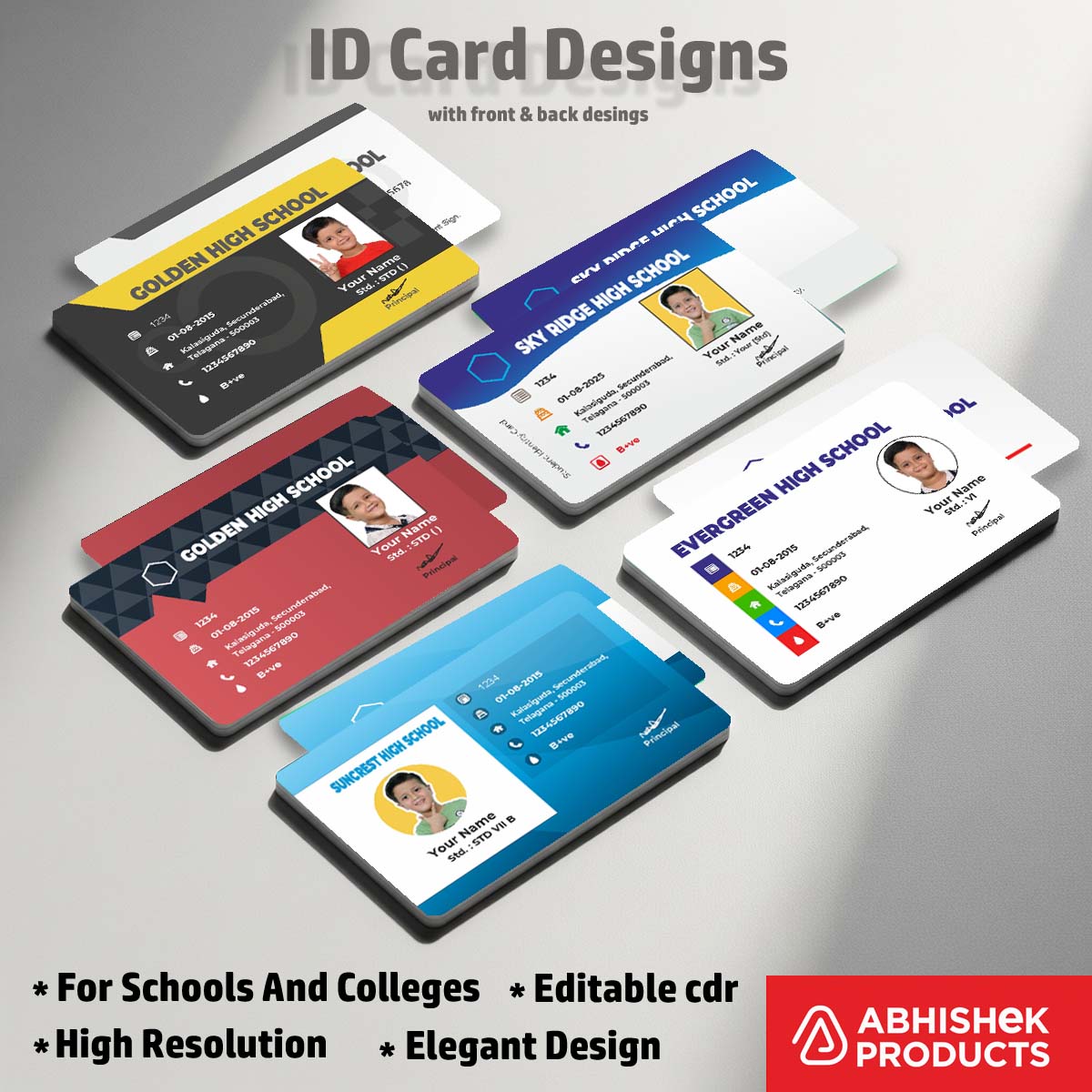 Business maker view CorelDraw 11 ID Card Design Templates for commercial identification badge systems.