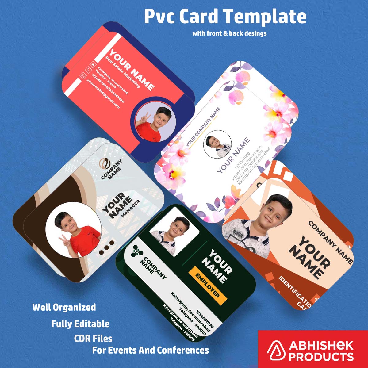 Printable ID card design from CorelDraw 11 ID Badge Templates for corporate access control.