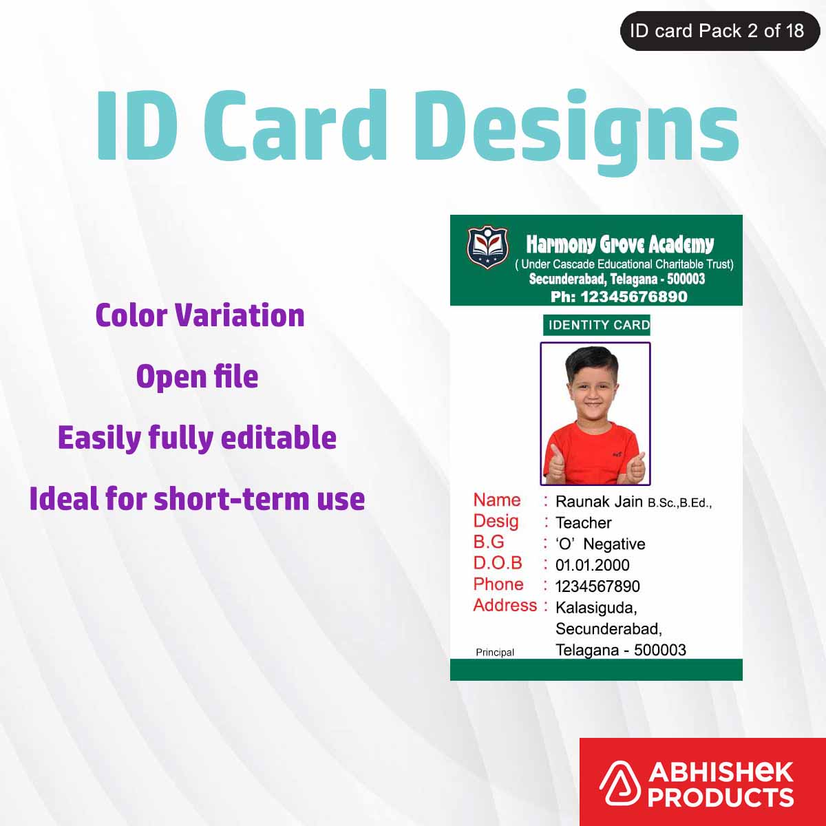 Professional employee ID badge design template with customizable elements for corporate use