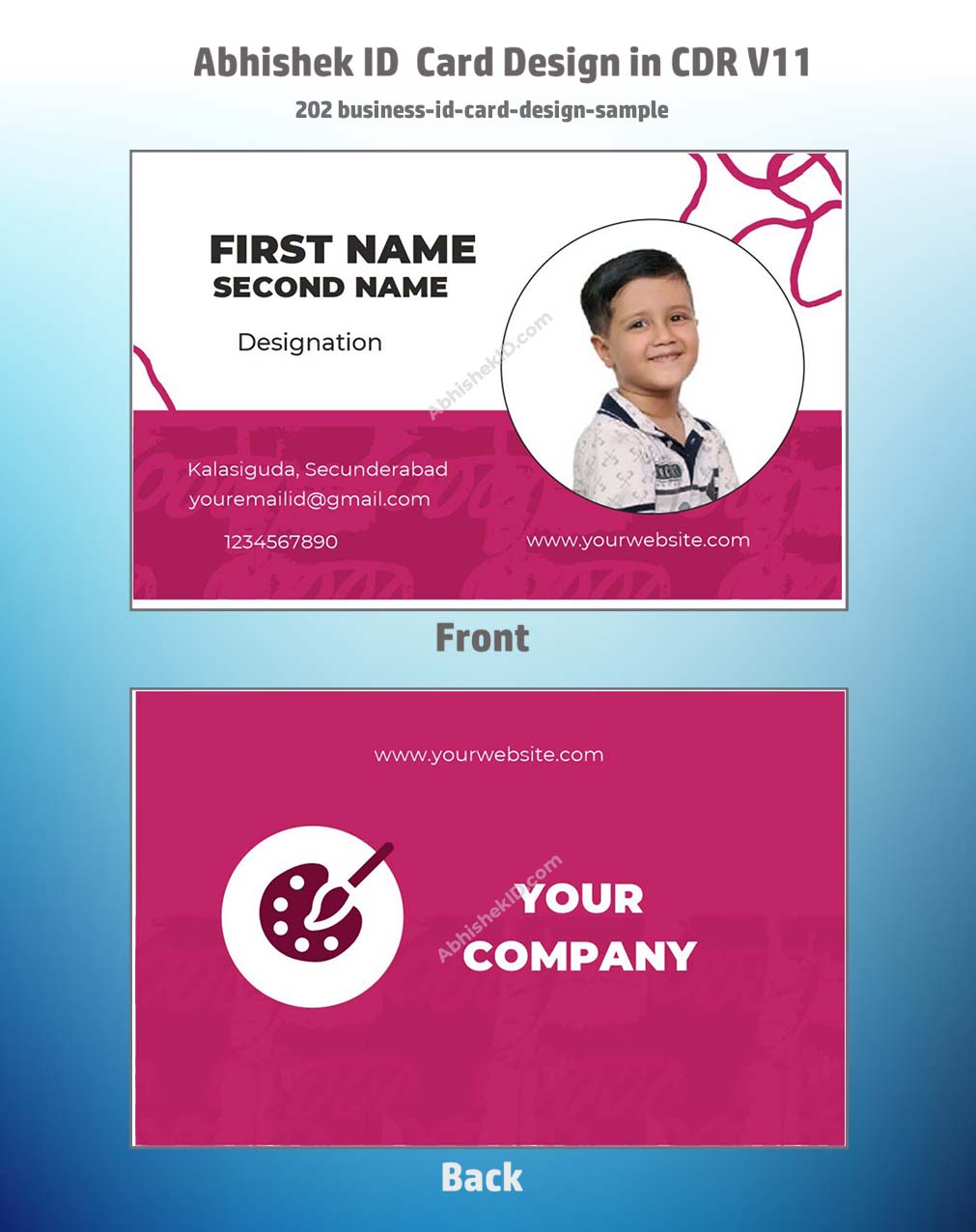 Business ID card sample from CorelDraw 11 ID Badge Templates for corporate identity.