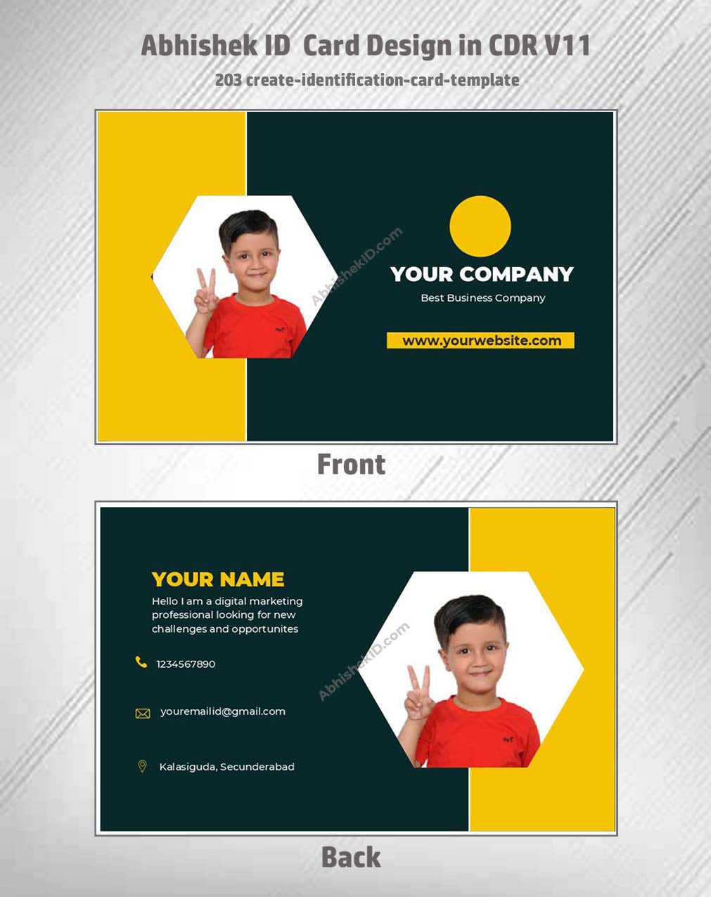 Identification card template view using CorelDraw 11 Business Card Templates for office security.