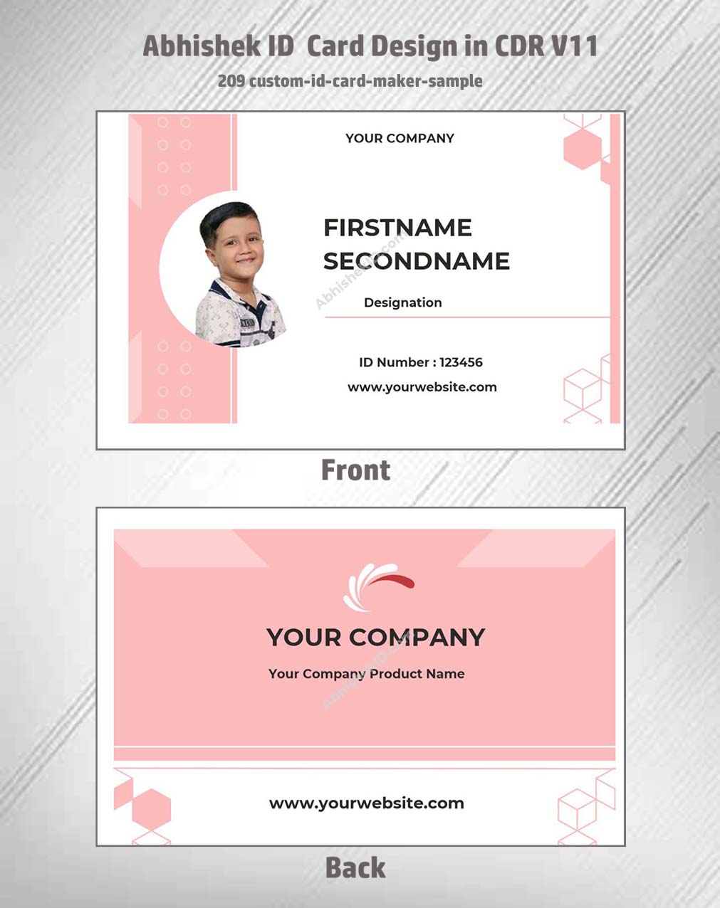 Custom ID card maker sample from CorelDraw 11 Editable Designs for employee identification.
