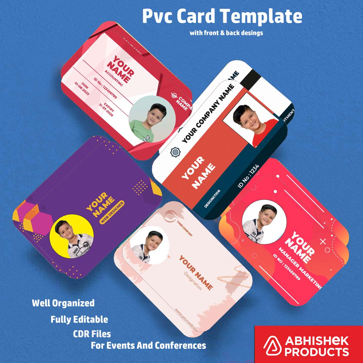 Custom ID card design layout using CorelDraw 11 Business Card Templates for staff identification.