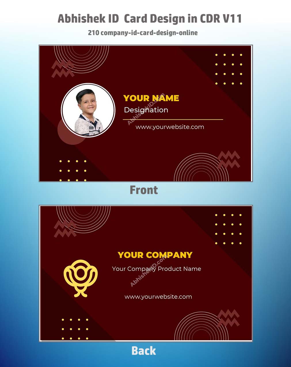 Online company ID card design using CorelDraw 11 Business Card Templates for commercial use.