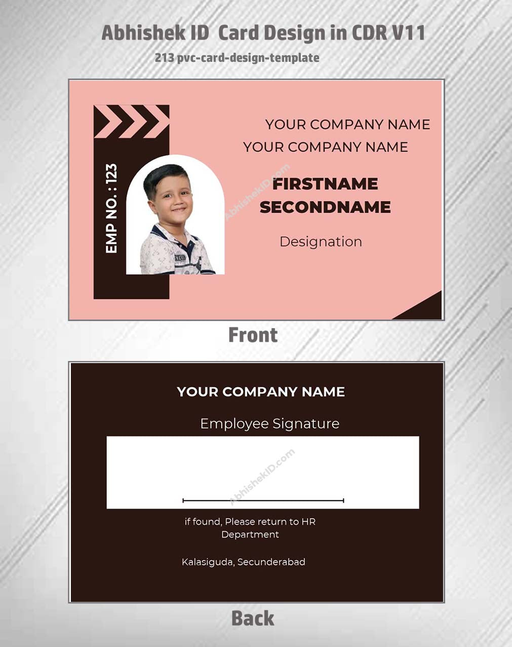 PVC card design template from CorelDraw 11 ID Badge Templates for industrial grade printing.