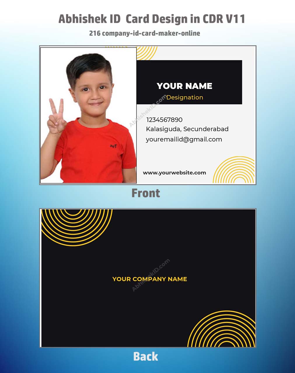 Online company ID card maker sample from CorelDraw 11 ID Badge Templates for office use.