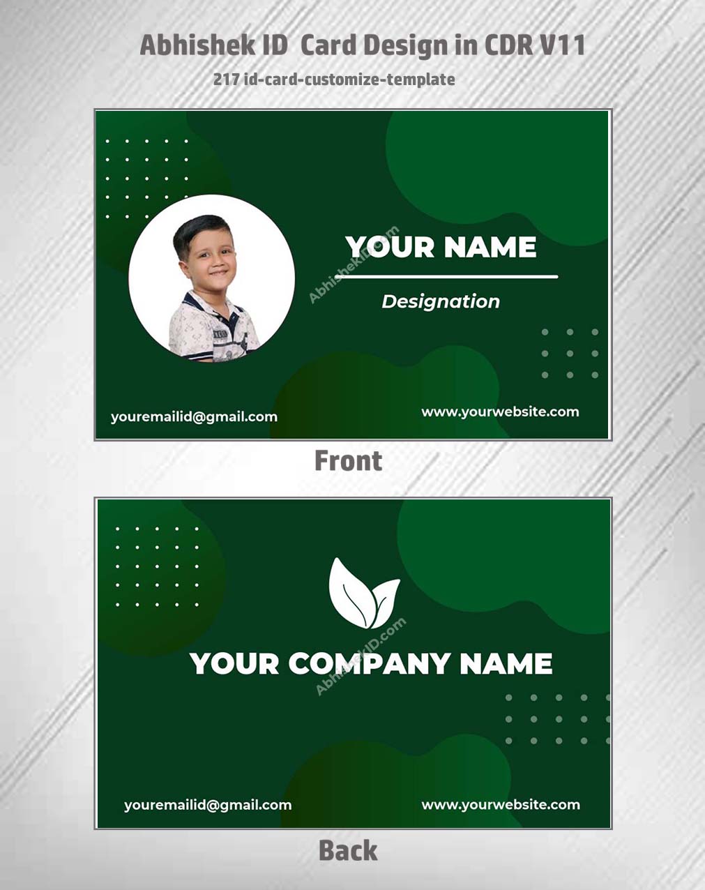 ID card customization layout using CorelDraw 11 Business Card Templates for access control credentials.
