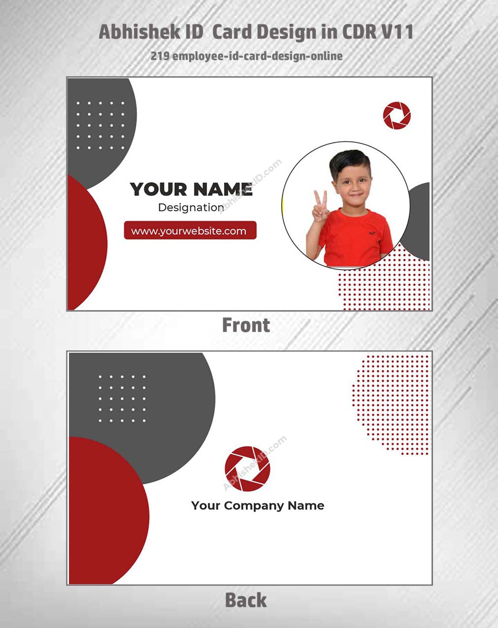 Employee ID card design layout from CorelDraw 11 ID Badge Templates for corporate identity.