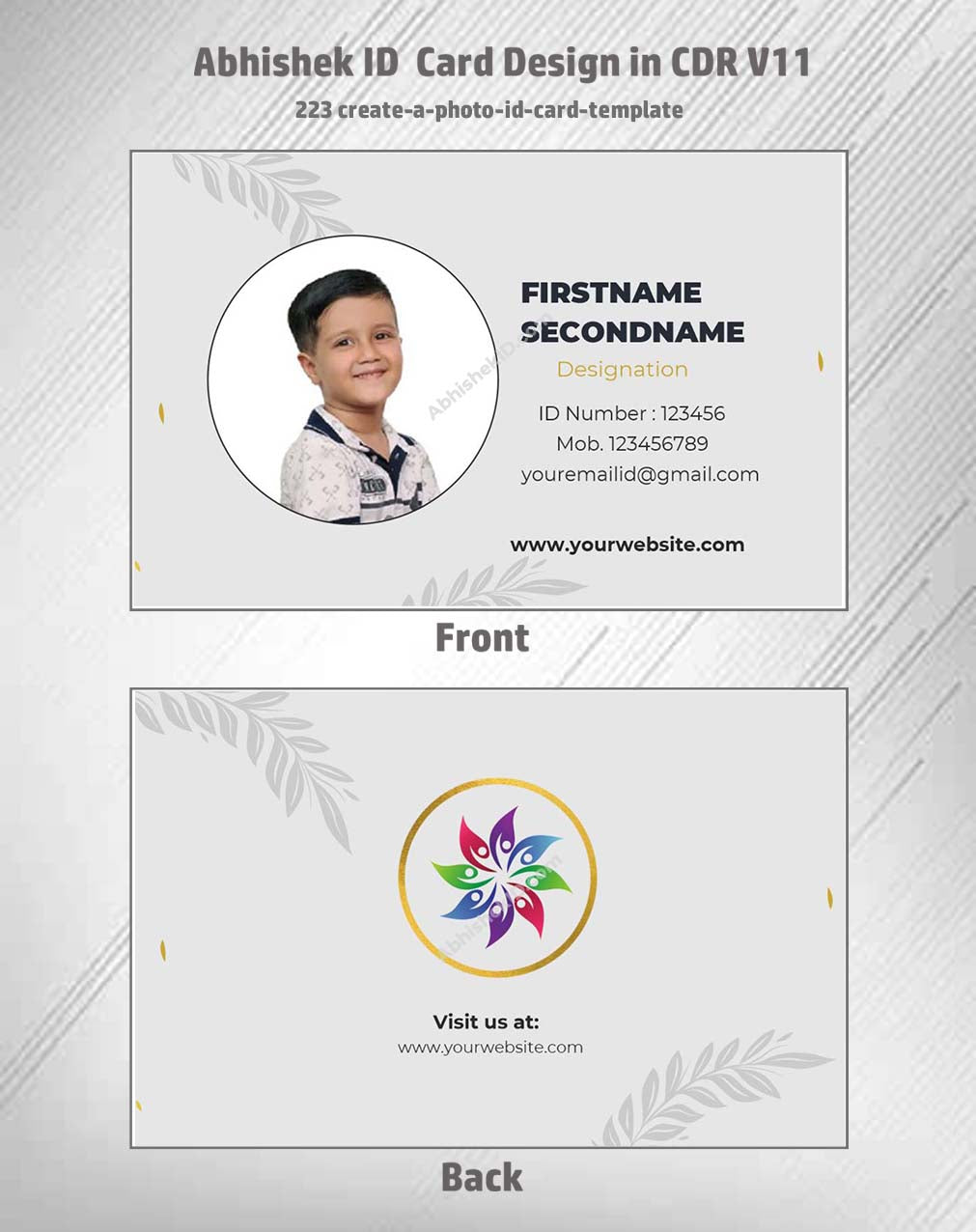 CorelDraw 11 ID Badge & Business Card Templates applied to employee photo identification for office use.