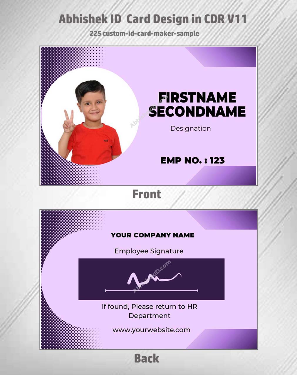 Custom ID card layout from CorelDraw 11 ID Badge Templates for corporate access control.