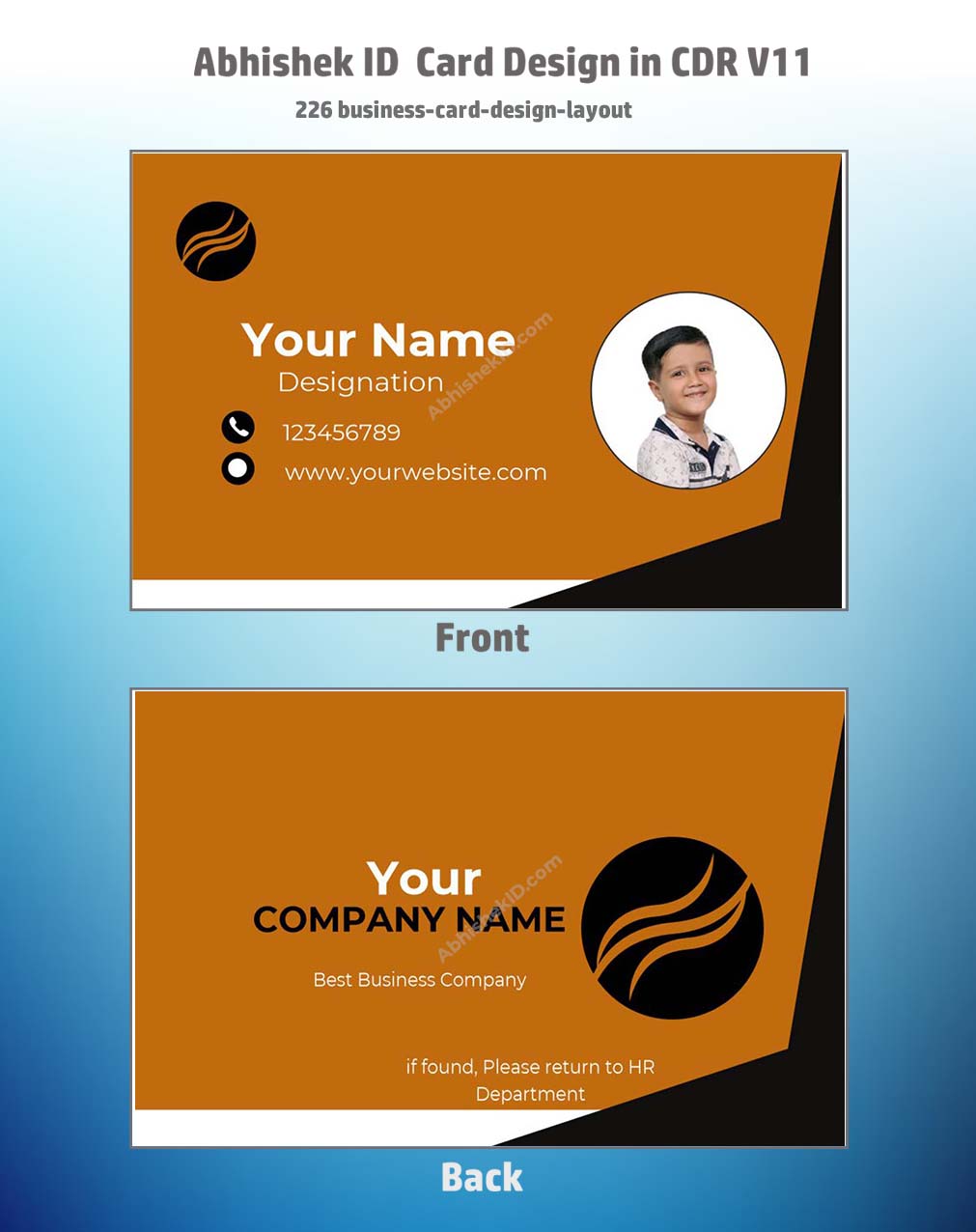 CorelDraw 11 ID Badge & Business Card Templates facilitating bulk commercial staff identity card printing.