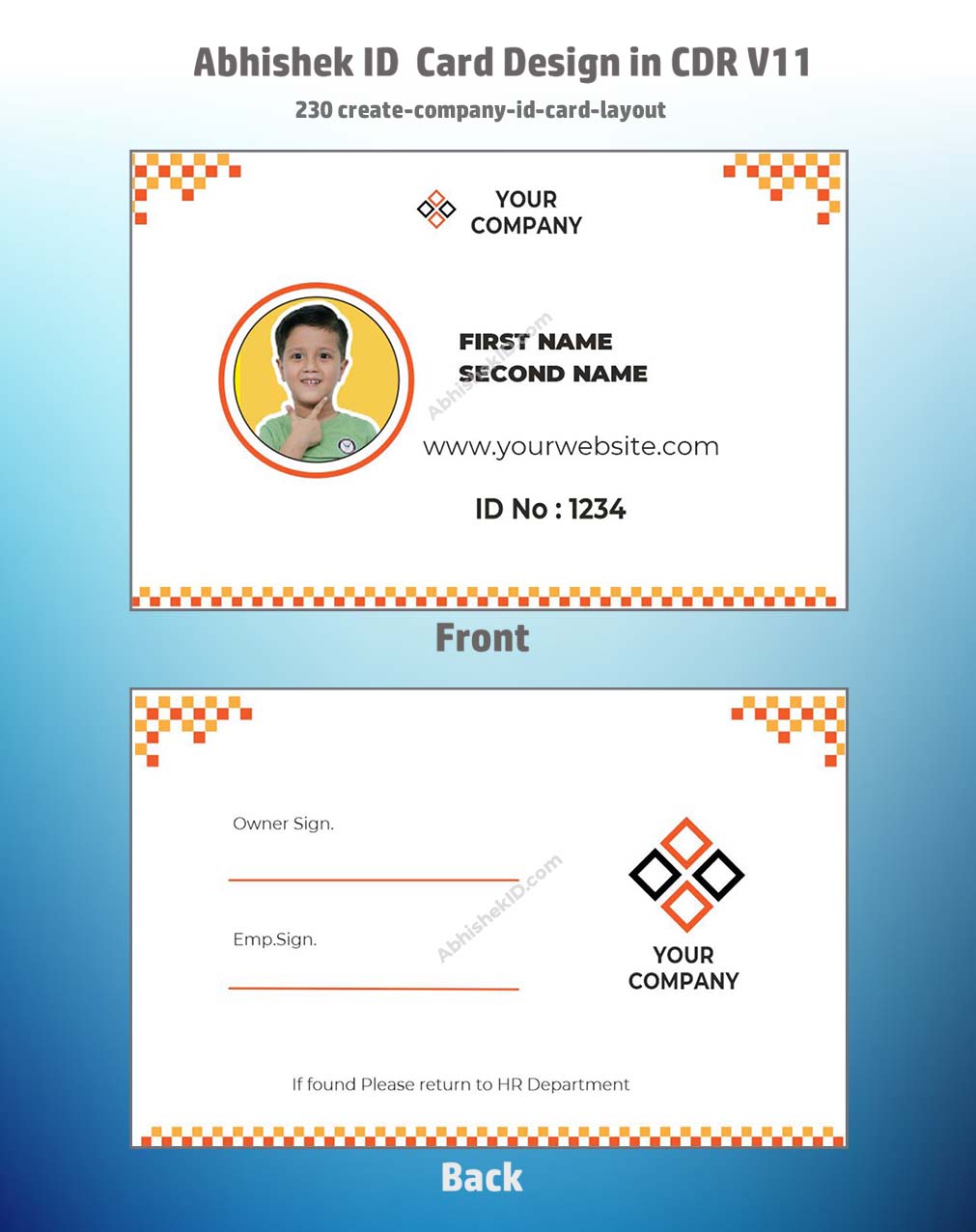 Company ID card layout using CorelDraw 11 Business Card Templates for commercial badge printing.