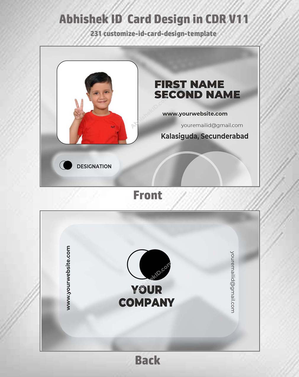 Customized ID card layout from CorelDraw 11 ID Badge Templates for employee identification credentials.