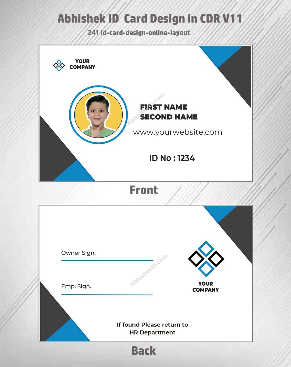 ID card digital layout from CorelDraw 11 Editable Designs for corporate staff identification.