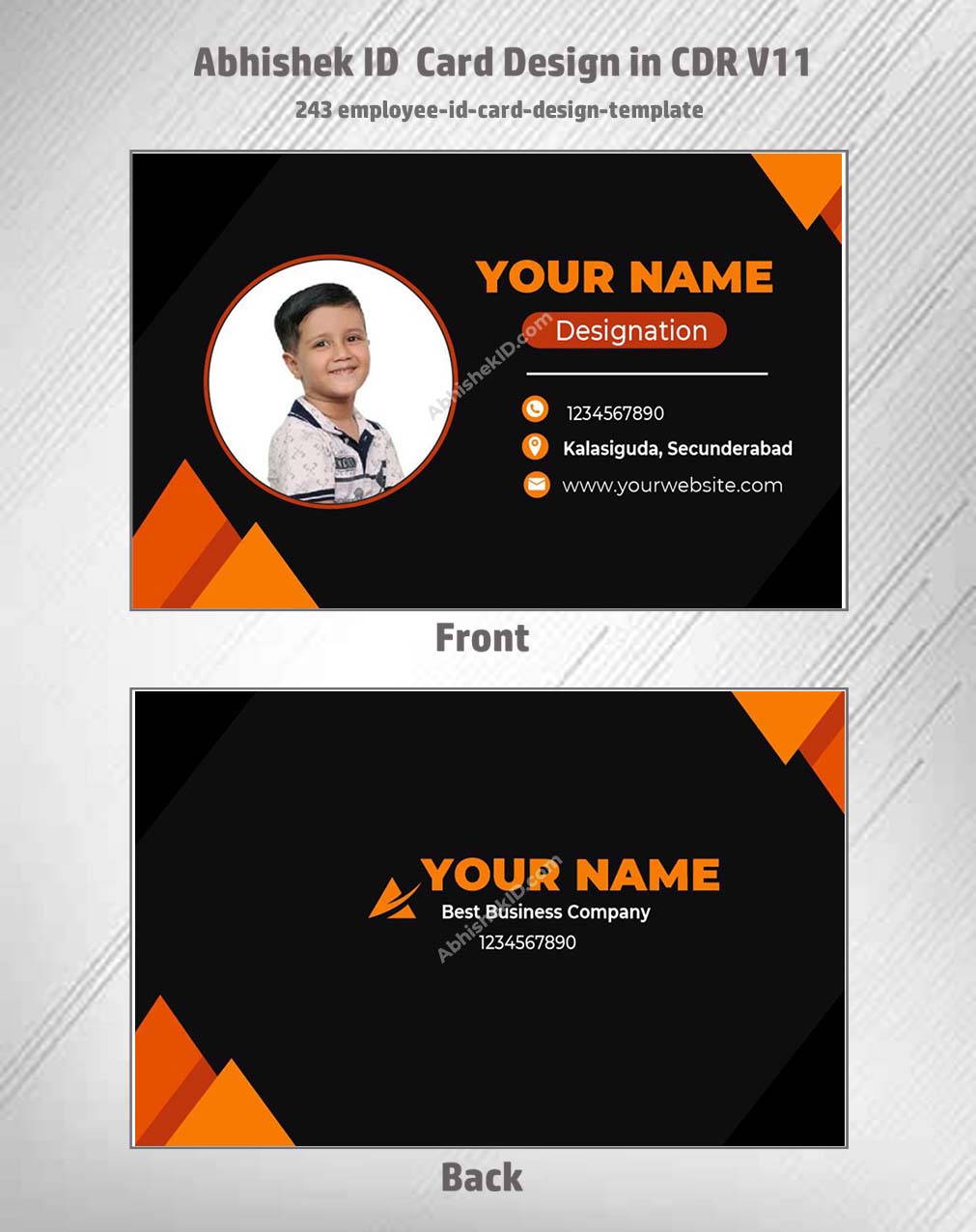 Employee ID card layout template from CorelDraw 11 ID Badge Templates for access control.
