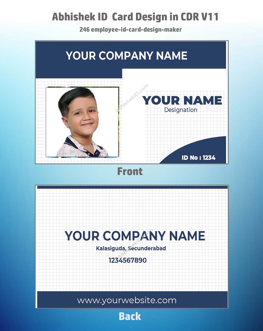 Employee ID card maker layout from CorelDraw 11 ID Badge Templates for staff credentials.