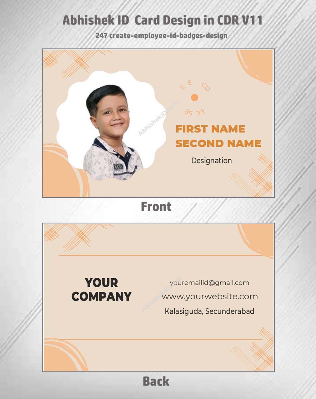 Employee ID badges design template using CorelDraw 11 Editable Designs for office security.