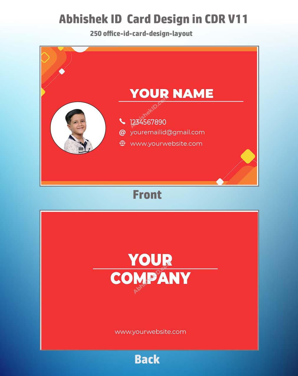 Office ID card template layout using CorelDraw 11 Editable Designs for corporate identity printing.