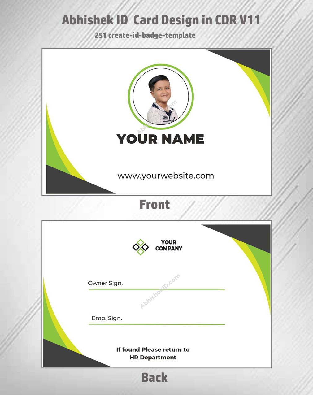 ID badge template layout from CorelDraw 11 Business Card Templates for commercial use.