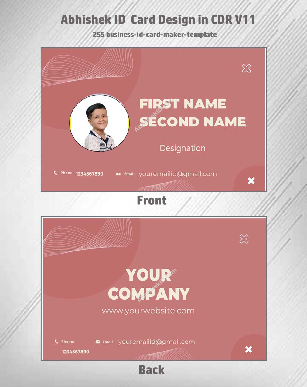 Business ID card layout using CorelDraw 11 ID Badge Templates for corporate staff identification.