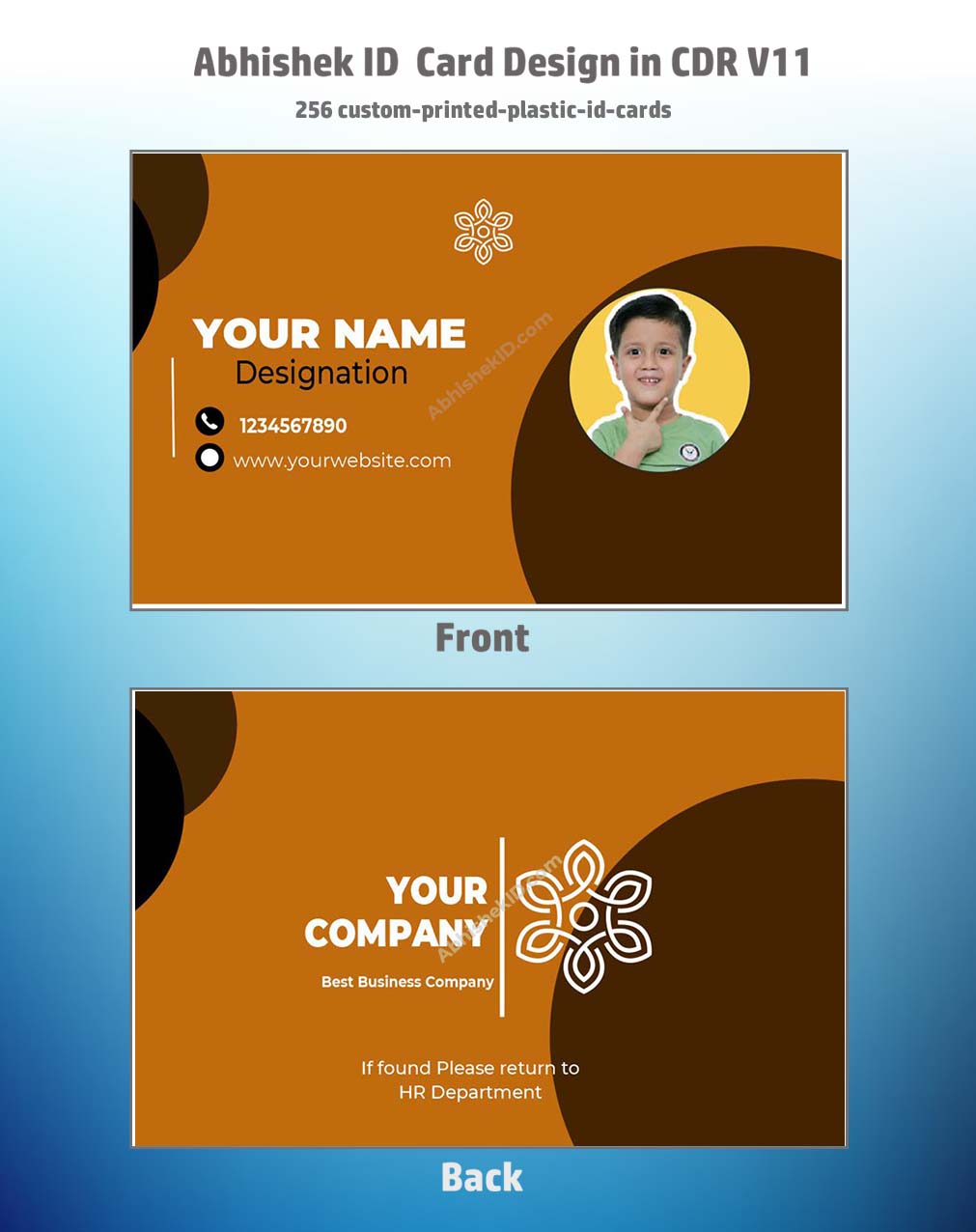 Custom plastic ID cards template using CorelDraw 11 Editable Designs for office use.