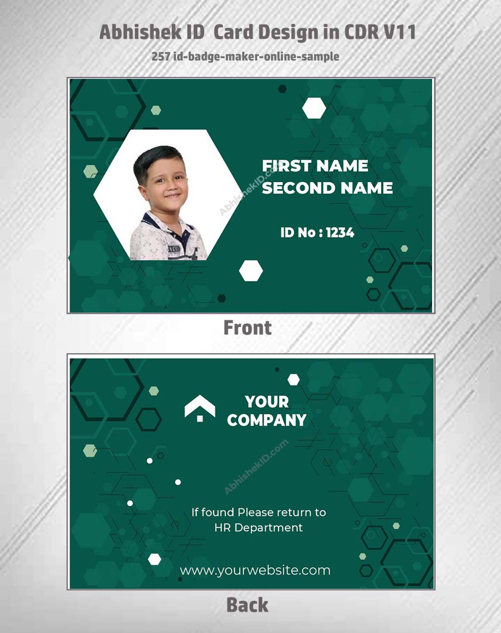 ID badge maker layout from CorelDraw 11 Business Card Templates for employee credentials.
