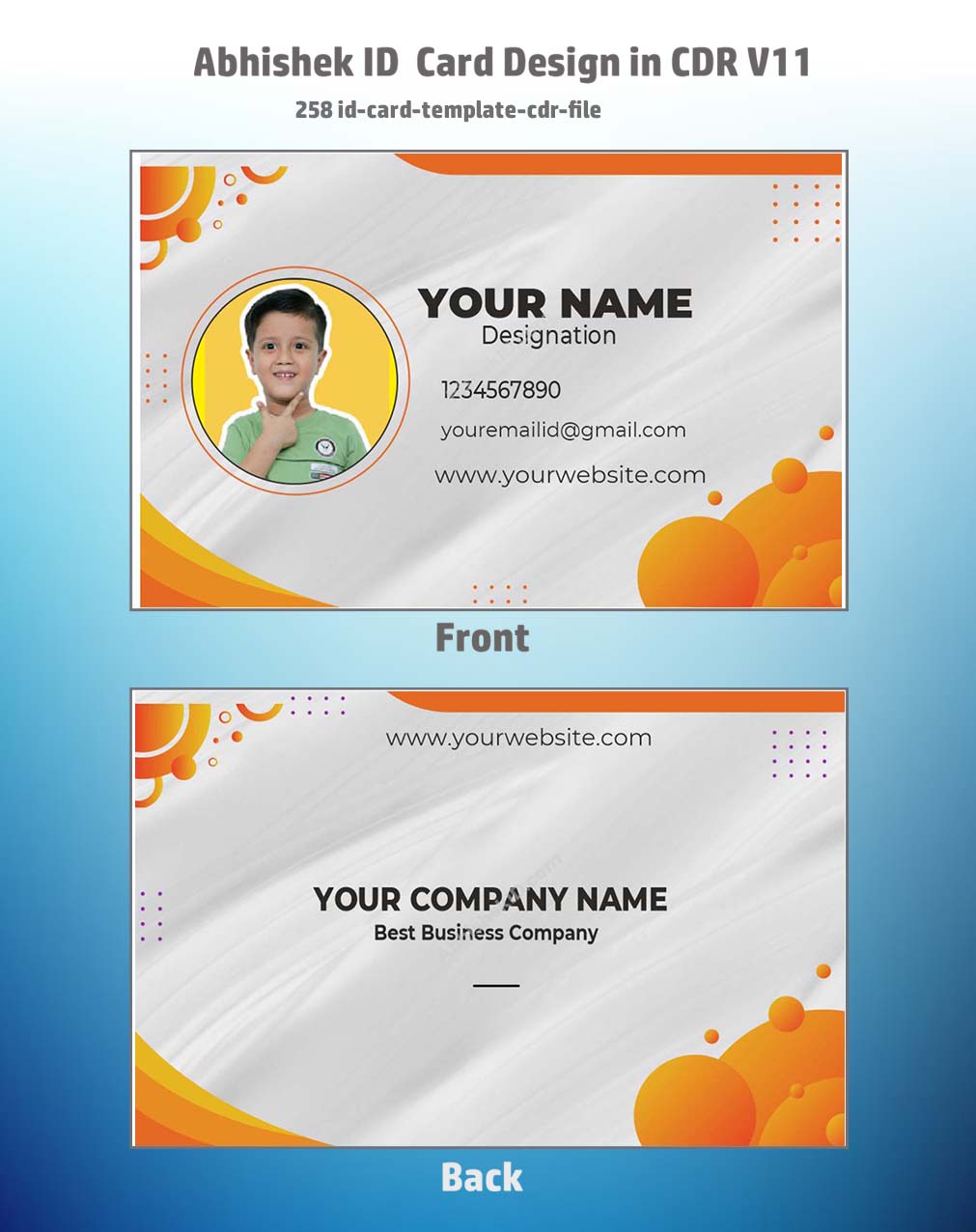 CDR file template view using CorelDraw 11 ID Badge Templates for commercial ID printing.