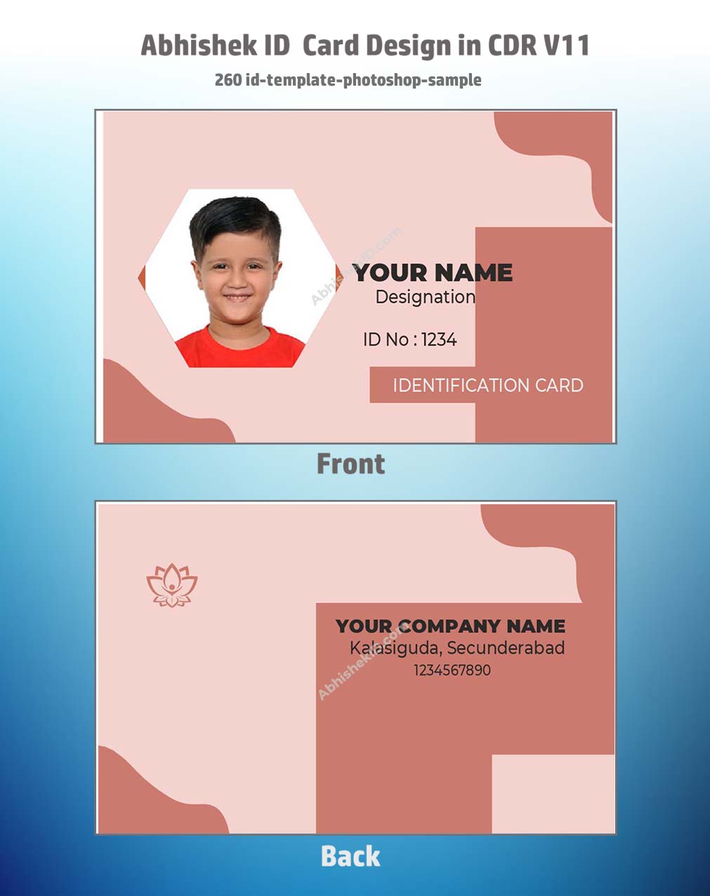 Digital sample of ID template from CorelDraw 11 Business Card Templates for office security.