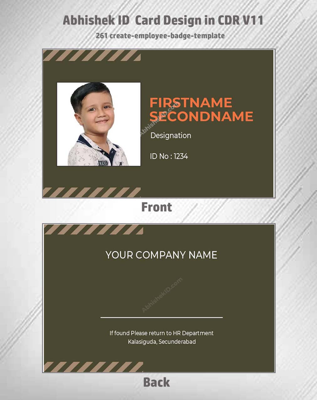 Employee badge template design using CorelDraw 11 ID Badge Templates for commercial use.