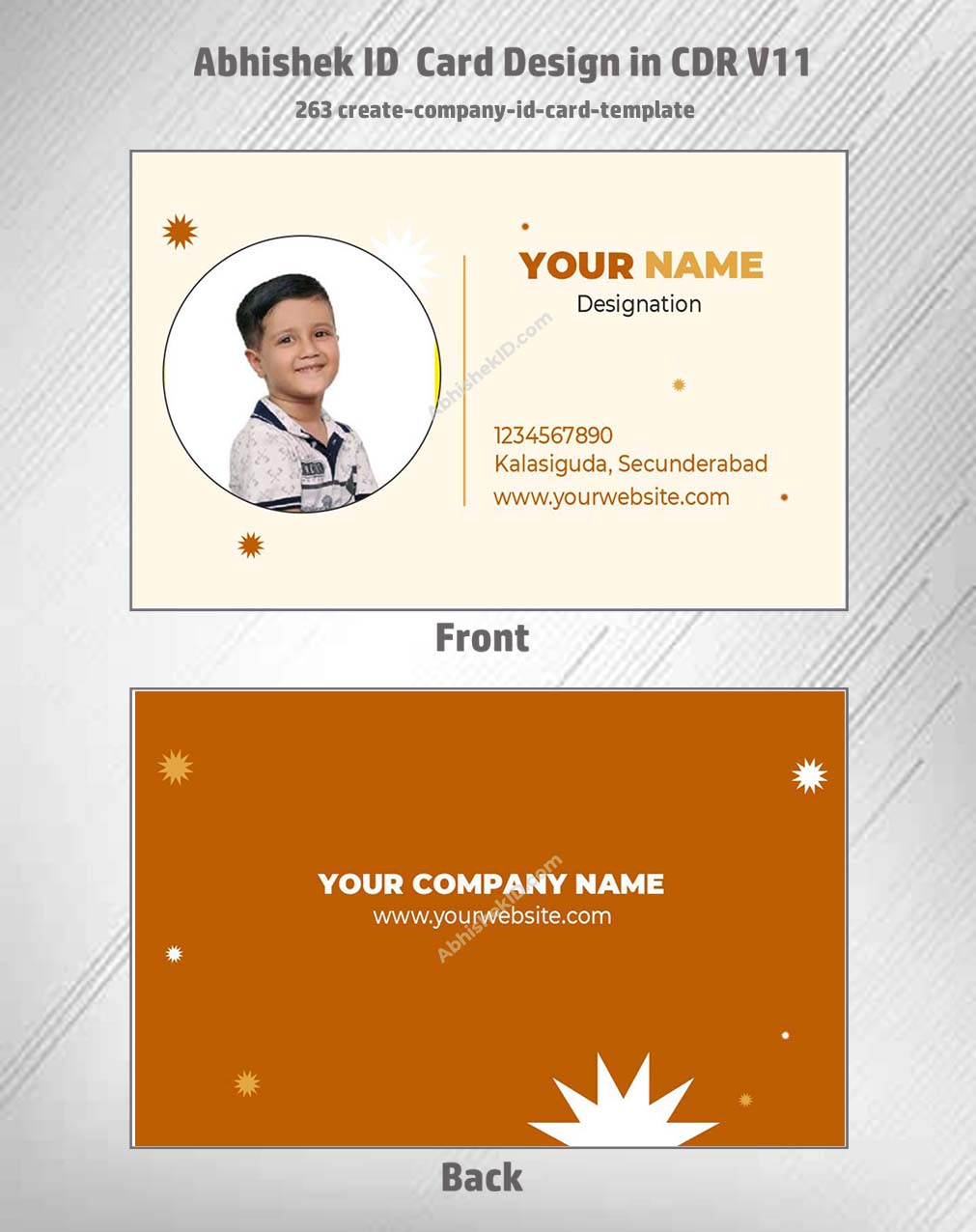Company ID card layout from CorelDraw 11 Business Card Templates for corporate staff printing.