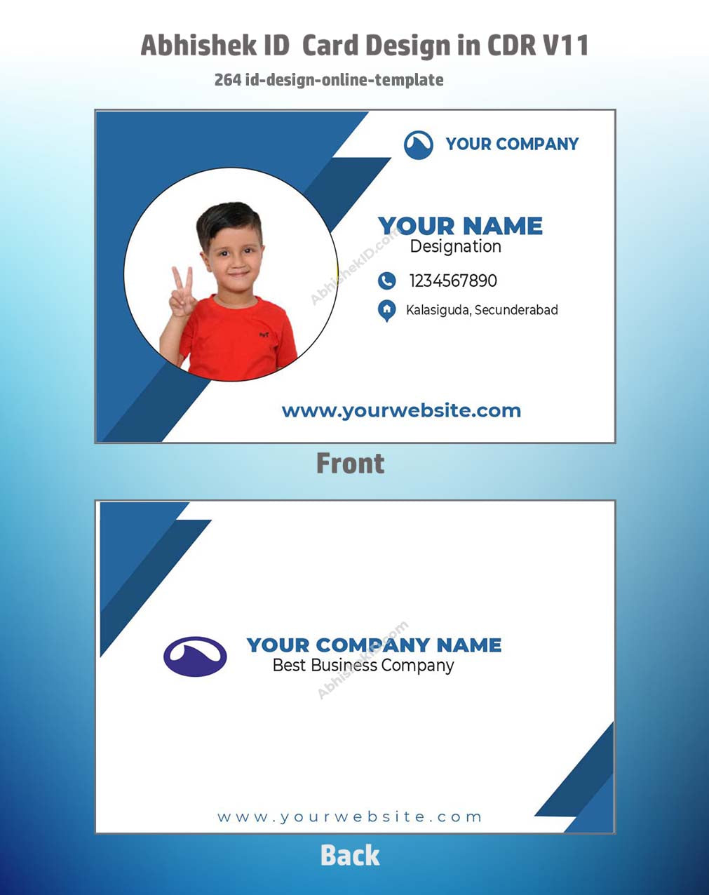 Online ID design layout using CorelDraw 11 ID Badge Templates for employee identification.