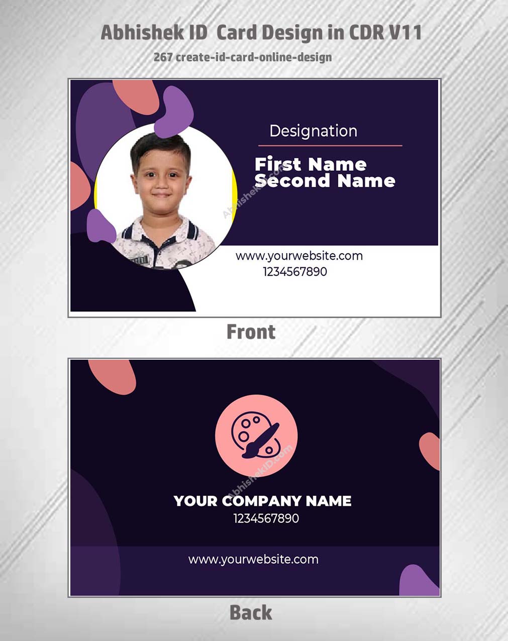 Online ID card layout using CorelDraw 11 ID Badge Templates for corporate identity.