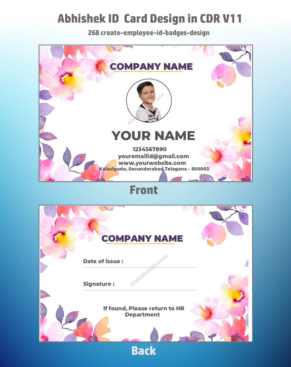 Employee ID badges template layout from CorelDraw 11 Editable Designs for staff identification.