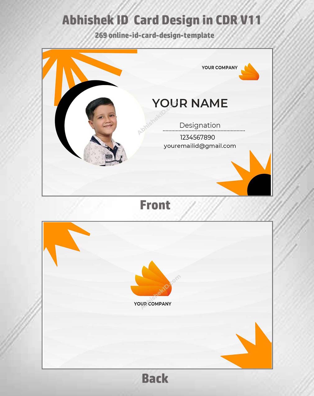 Online ID card template view using CorelDraw 11 Business Card Templates for office security.