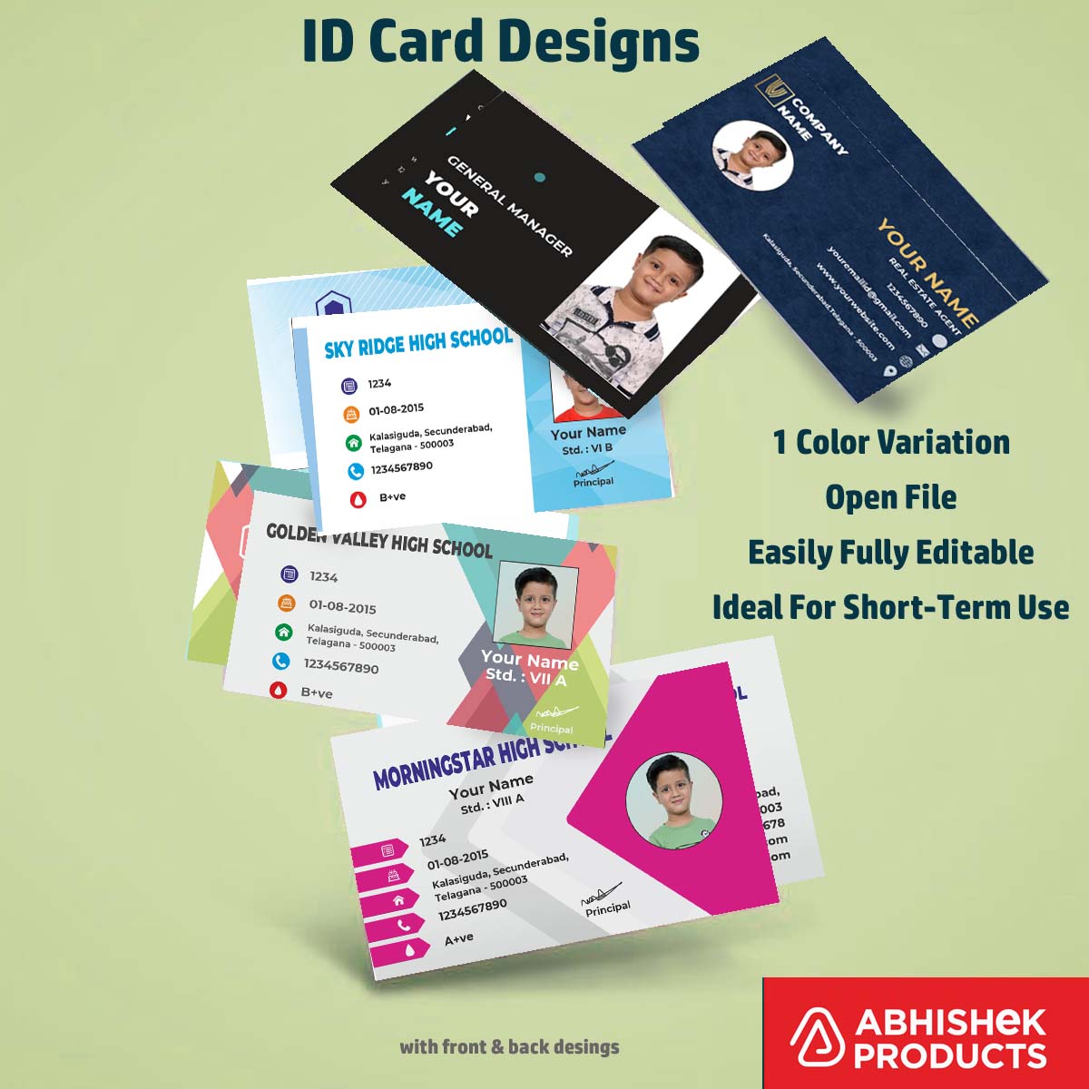 Digital preview of CorelDraw 11 ID Card Templates for employee badges in commercial ID printing.