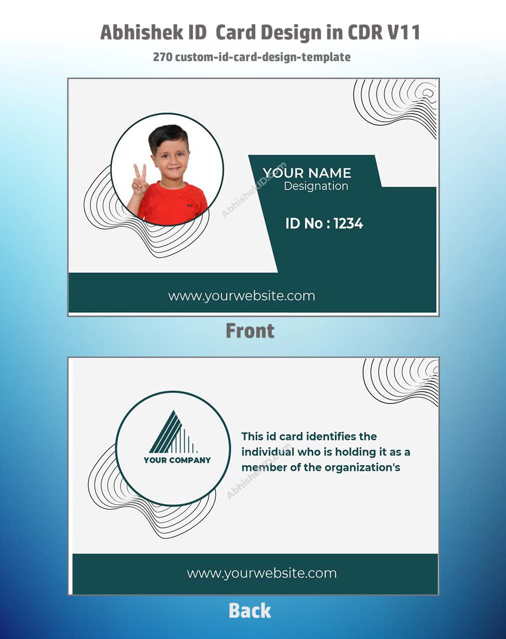 Custom ID card design layout utilizing CorelDraw 11 ID Badge Templates for access control.