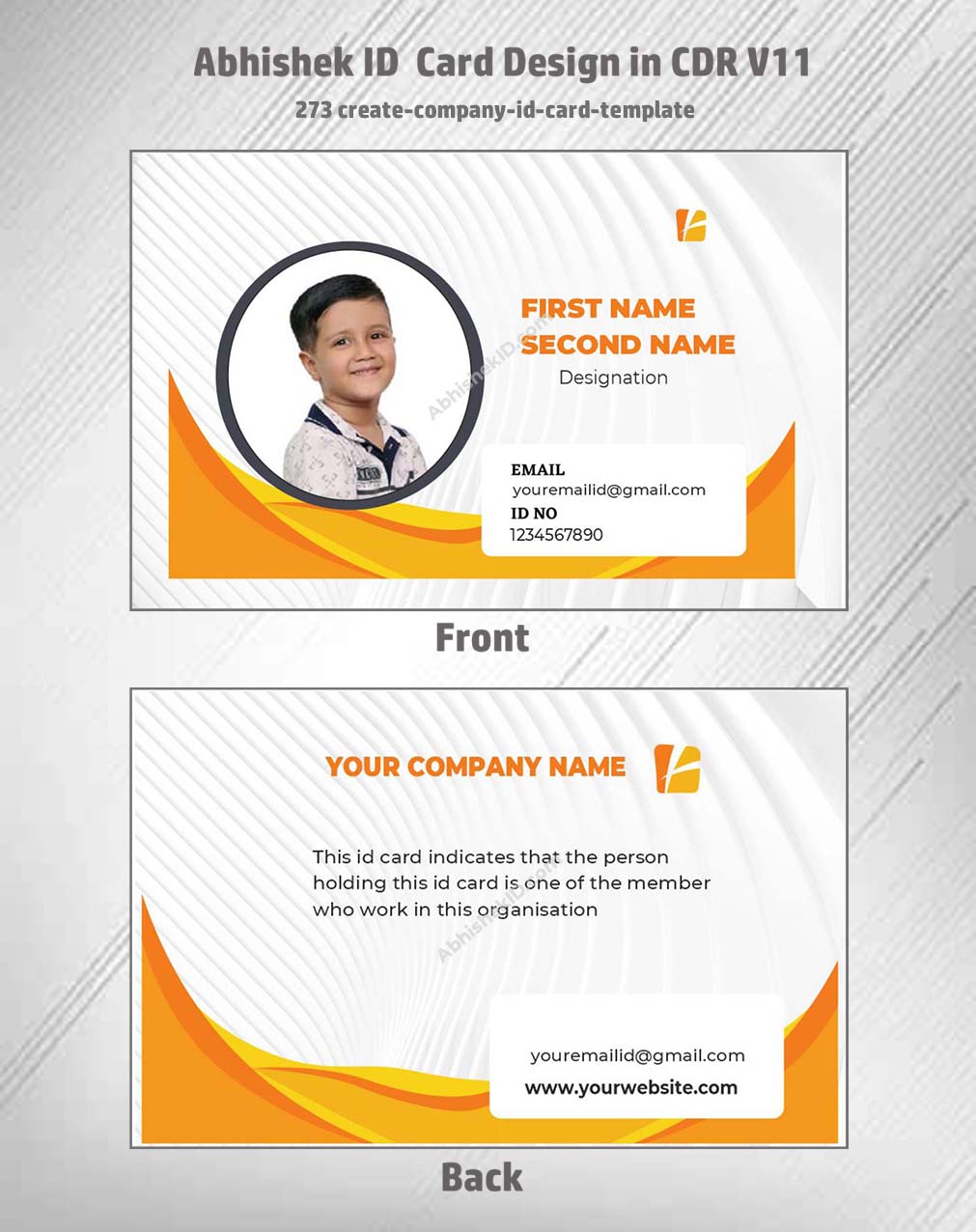 Company ID card template layout from CorelDraw 11 ID Badge Templates for office use.