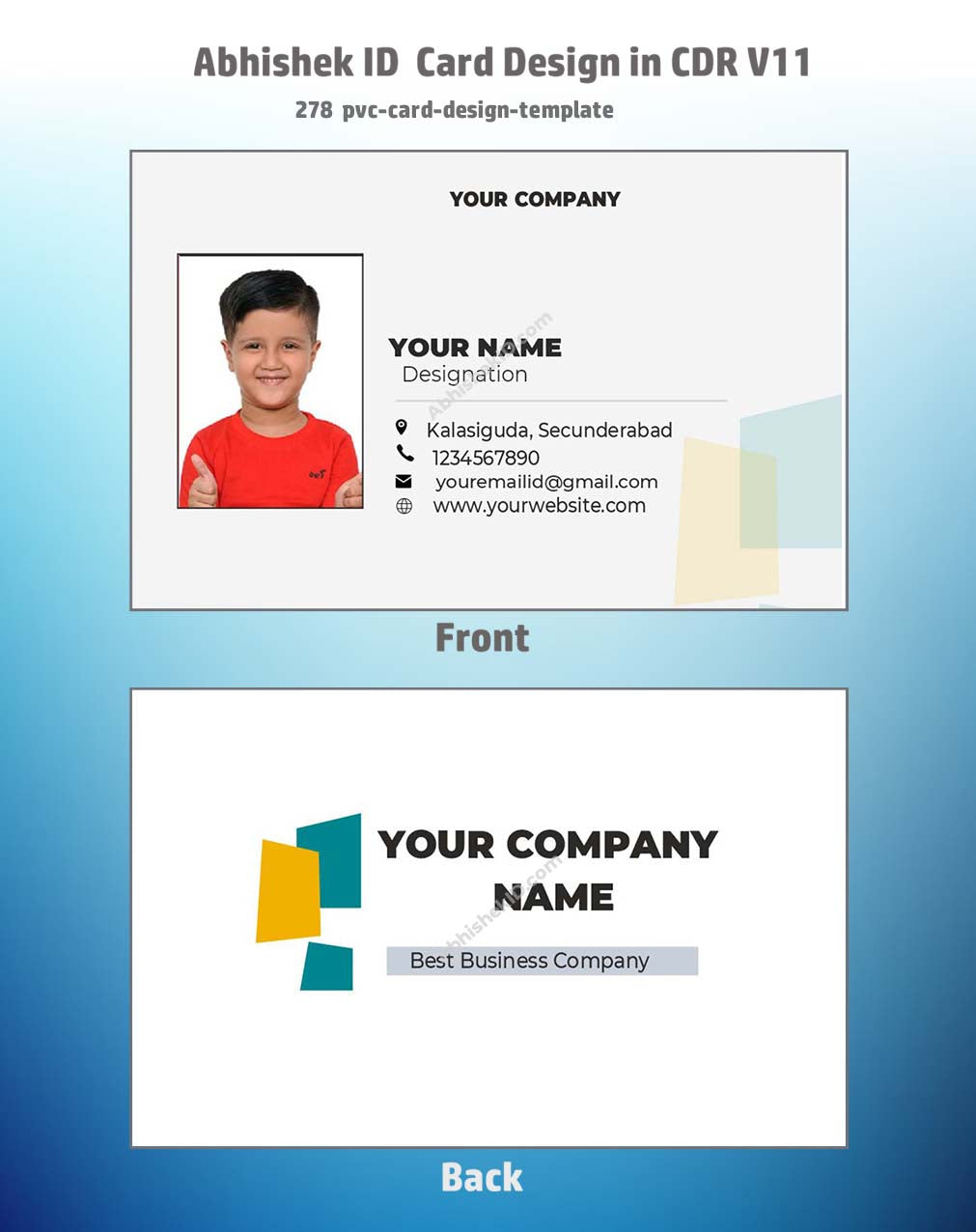 PVC card design template from CorelDraw 11 Business Card Templates for commercial office use.