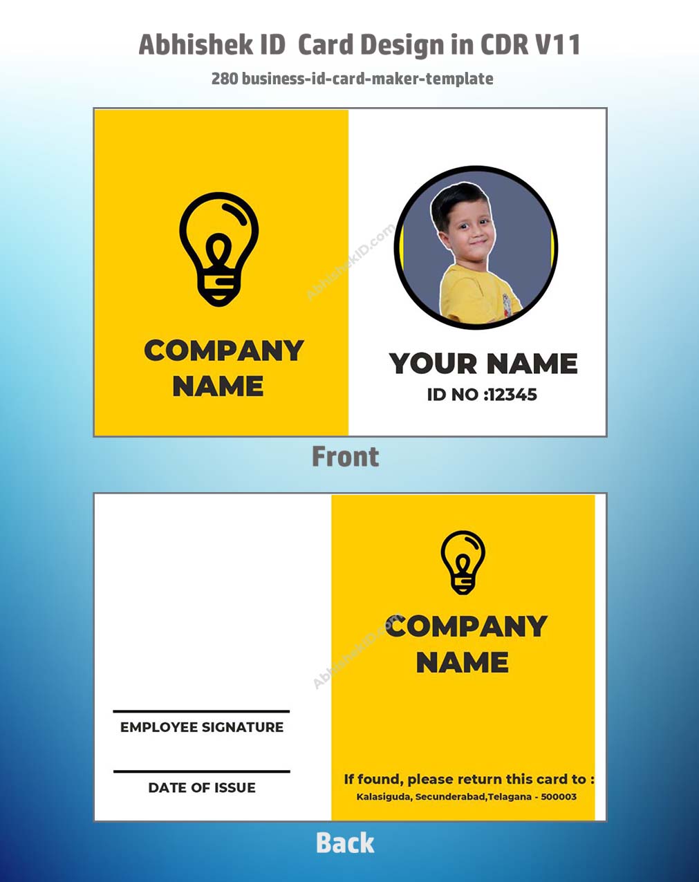 Business ID card template design from CorelDraw 11 Editable Designs for corporate security.