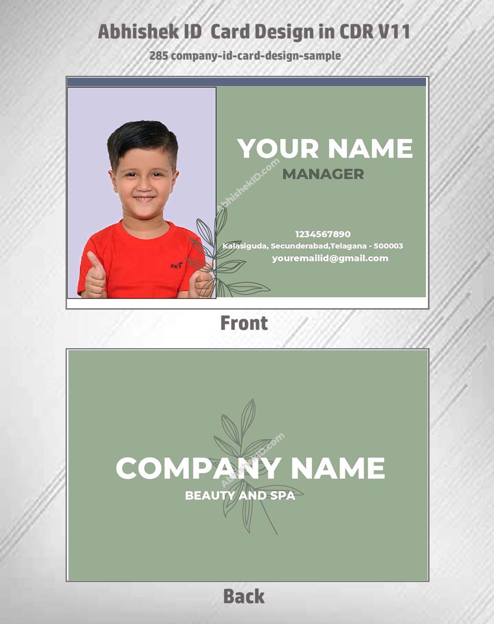 Company ID card layout sample from CorelDraw 11 ID Badge Templates for corporate identity.