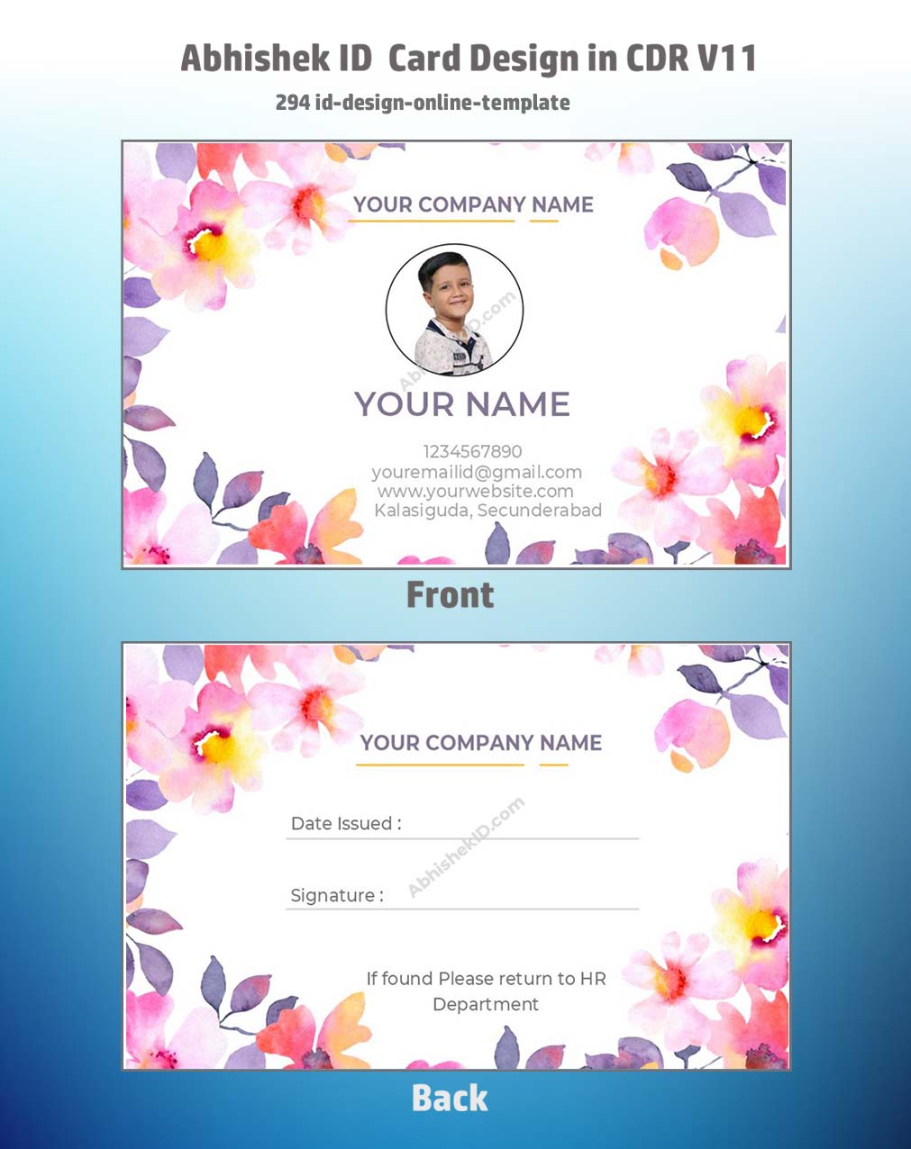 ID design online layout from CorelDraw 11 ID Badge Templates for corporate identity.