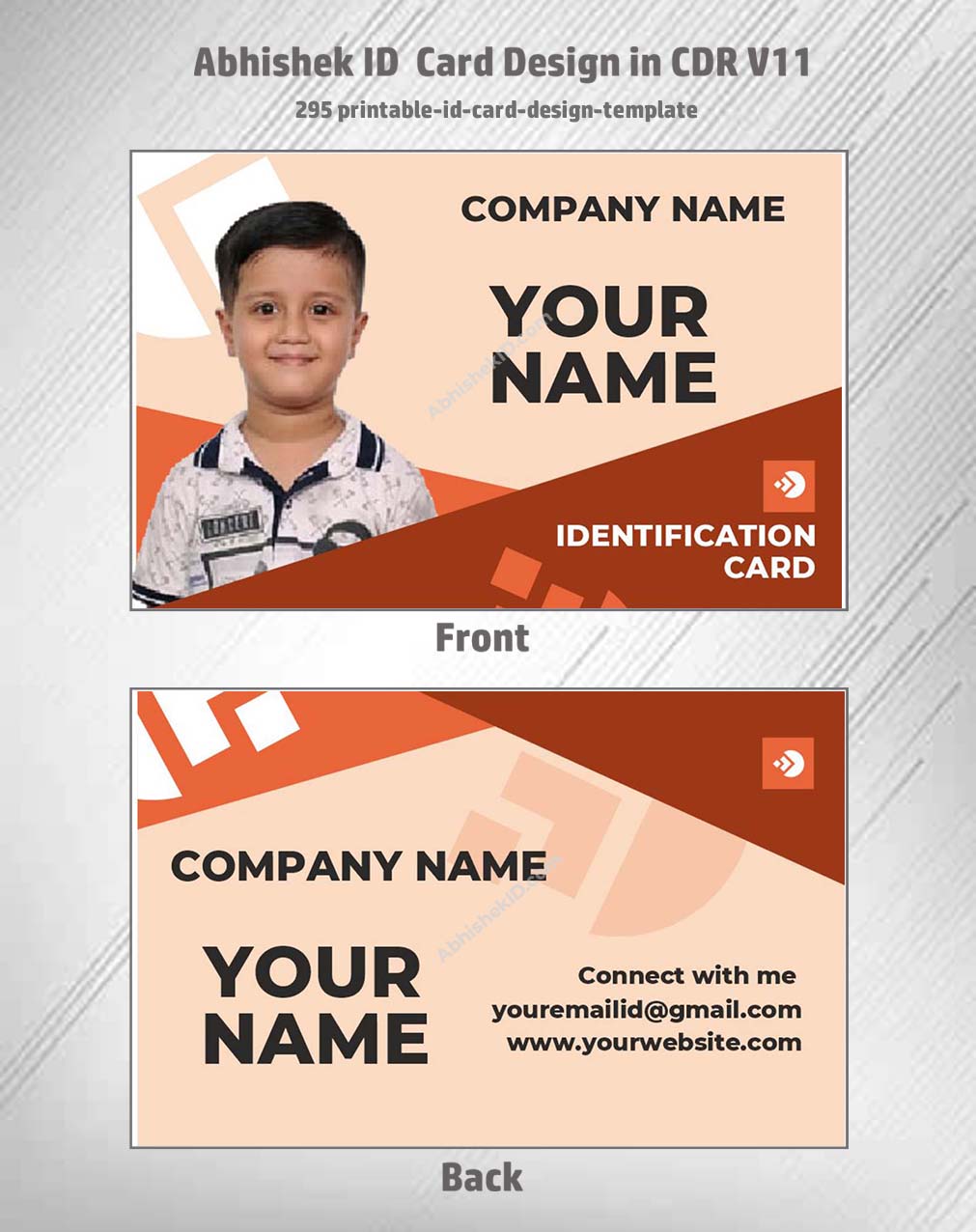Printable ID card layout utilizing CorelDraw 11 Editable Designs for office security printing.