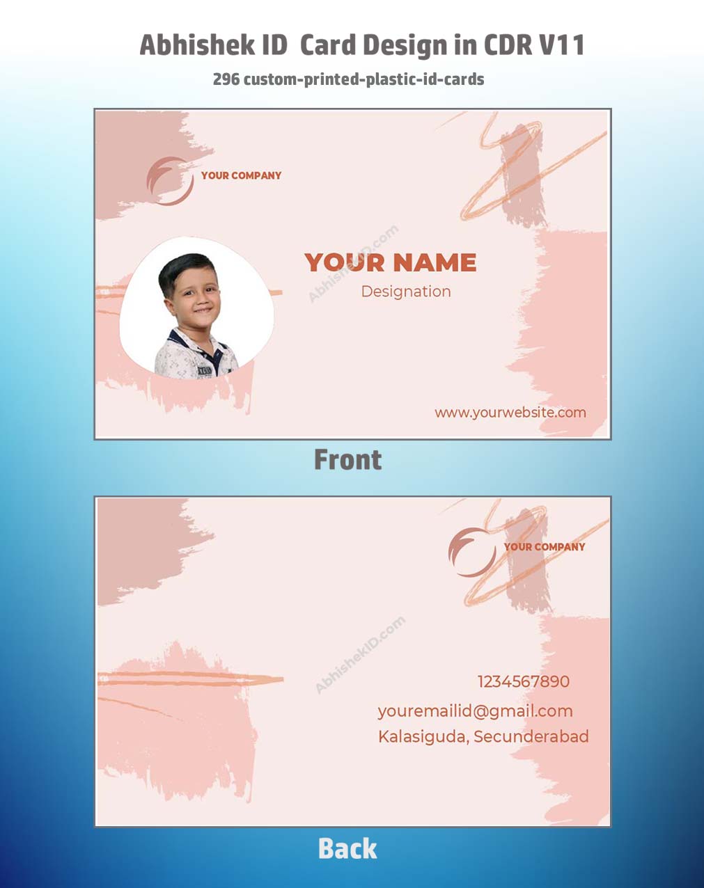 Custom printed plastic ID cards using CorelDraw 11 Business Card Templates for commercial use.